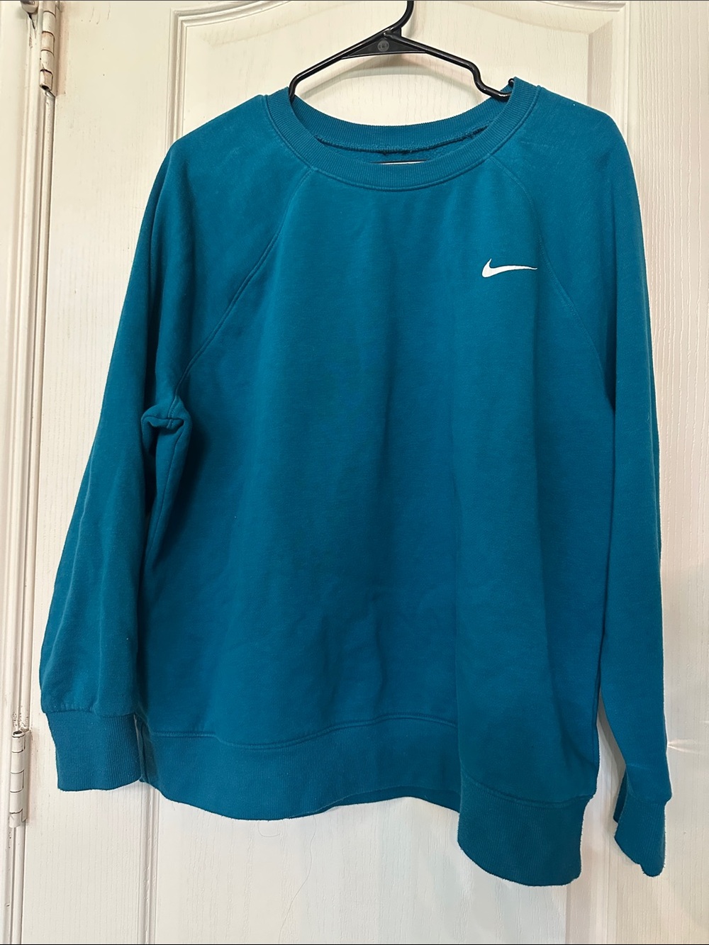 Nike Women’s Teal Crew Sweatshirt with White Swoosh